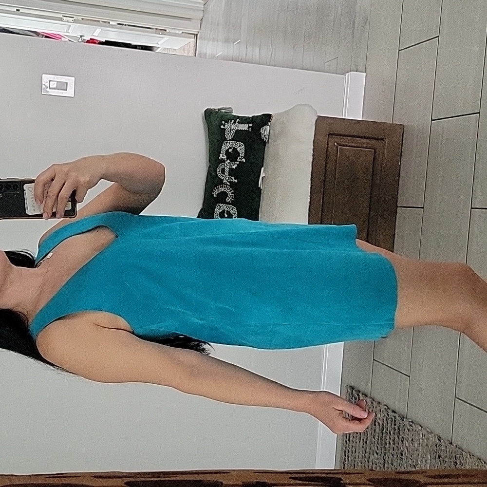 Free People Suede Leather  Sleeveless Blue Dress